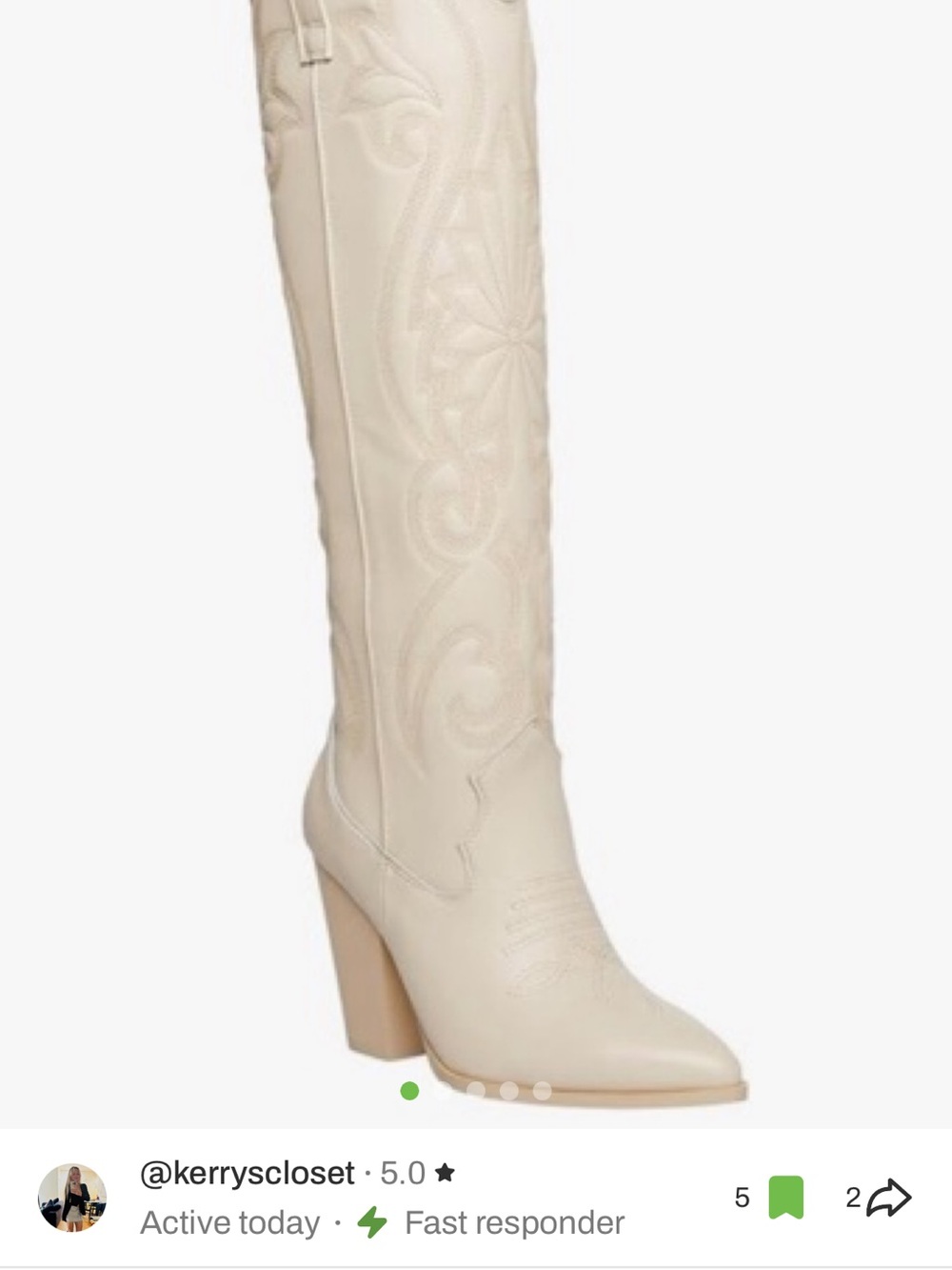 Steve Madden Cream Knee-High Western Block Heel Boots
